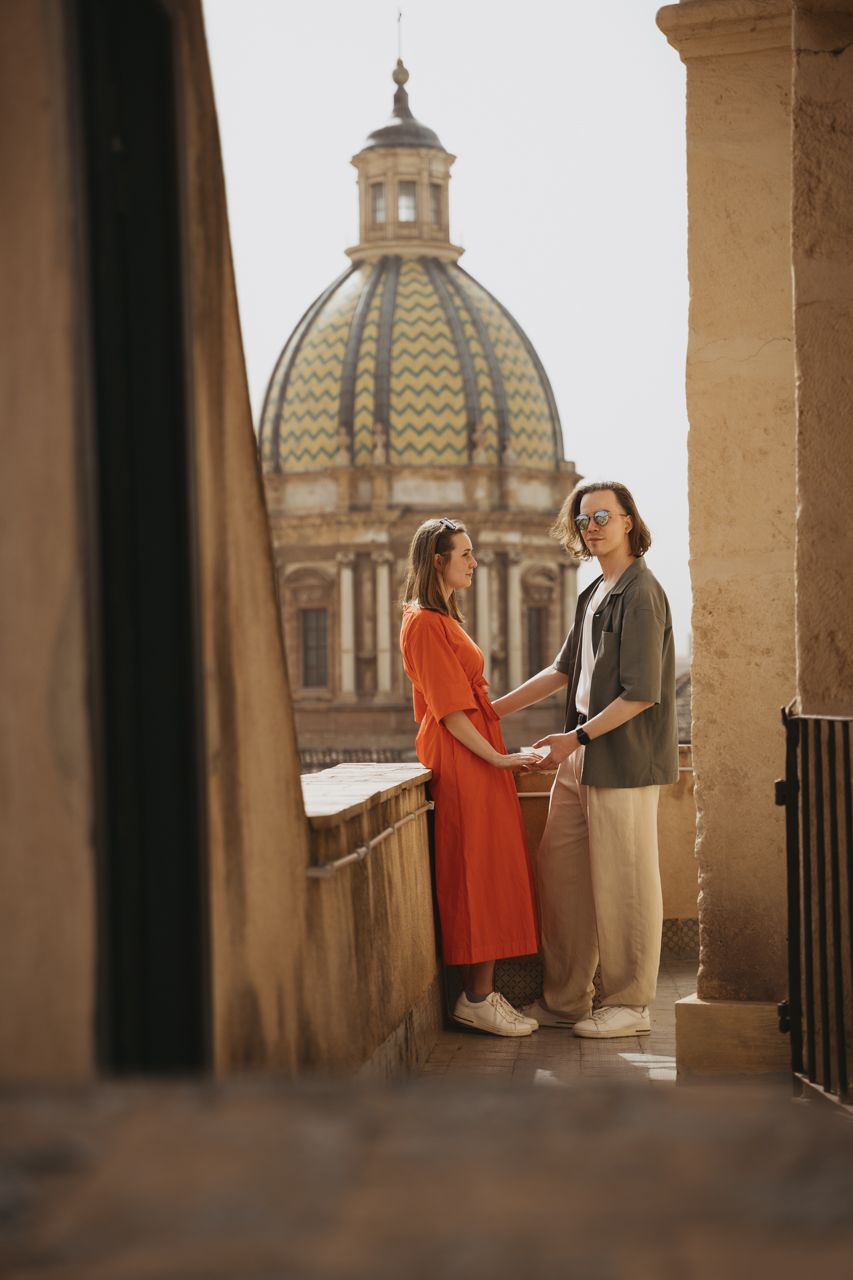 Couple at Santa Caterina Church roof