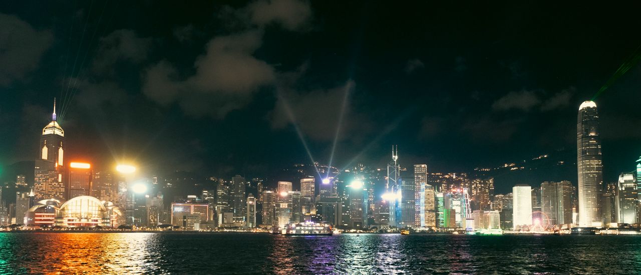 Hong Kong Central skyline with night laser show