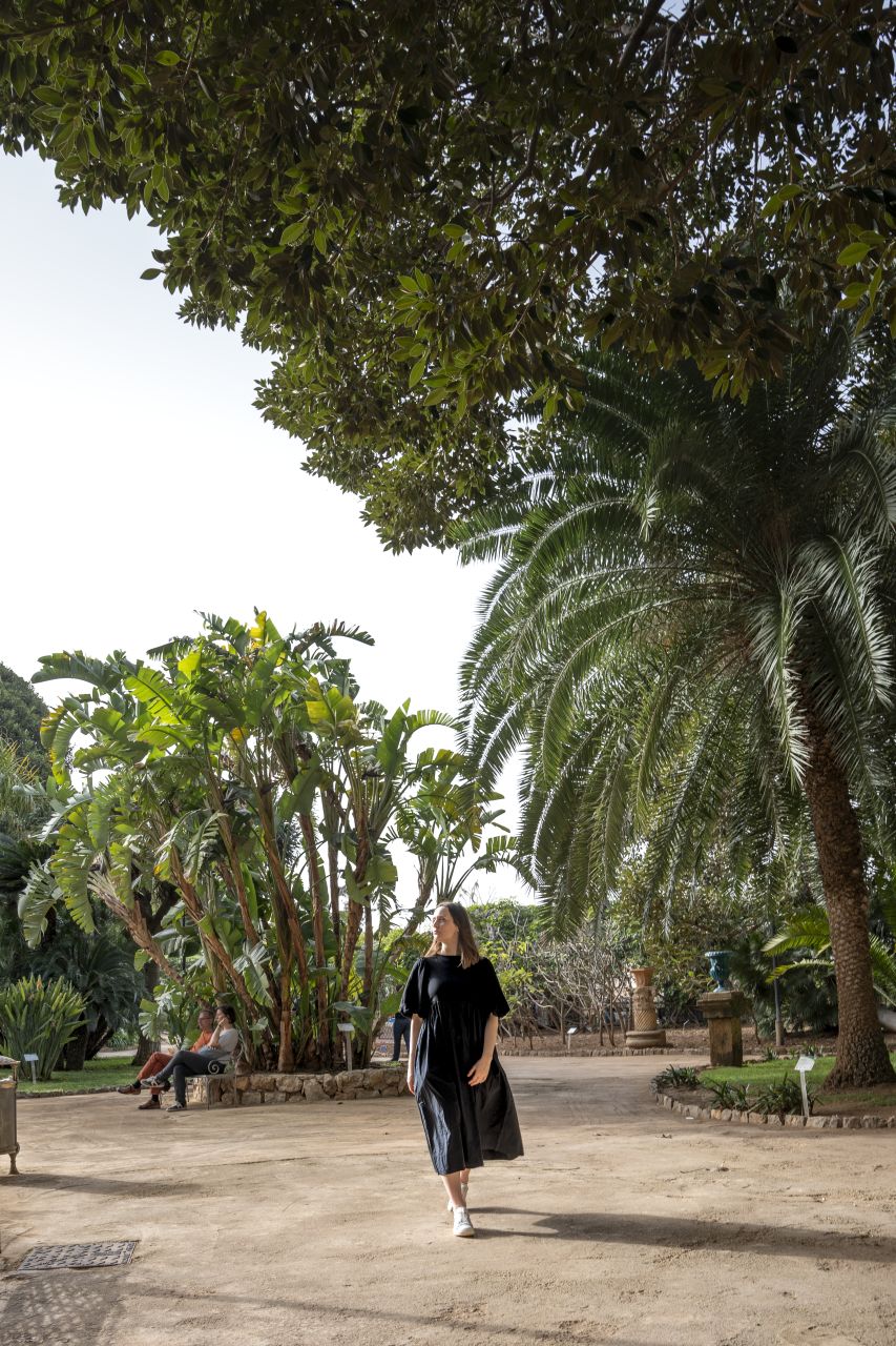 Women walking in the Royal Gardens at Norman Palace