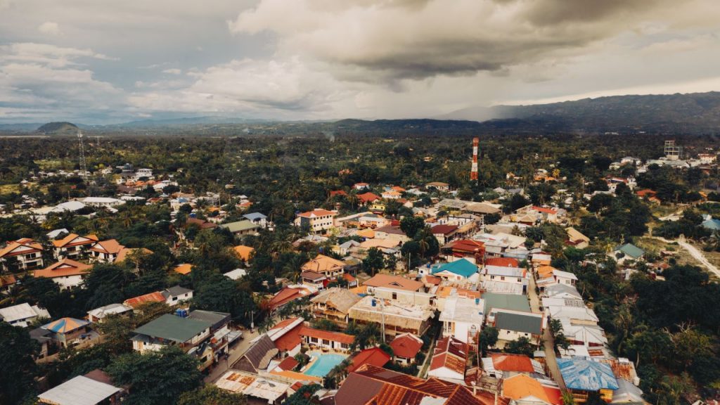 Aerial view of Moalboal Town in Cebu, Philippines.