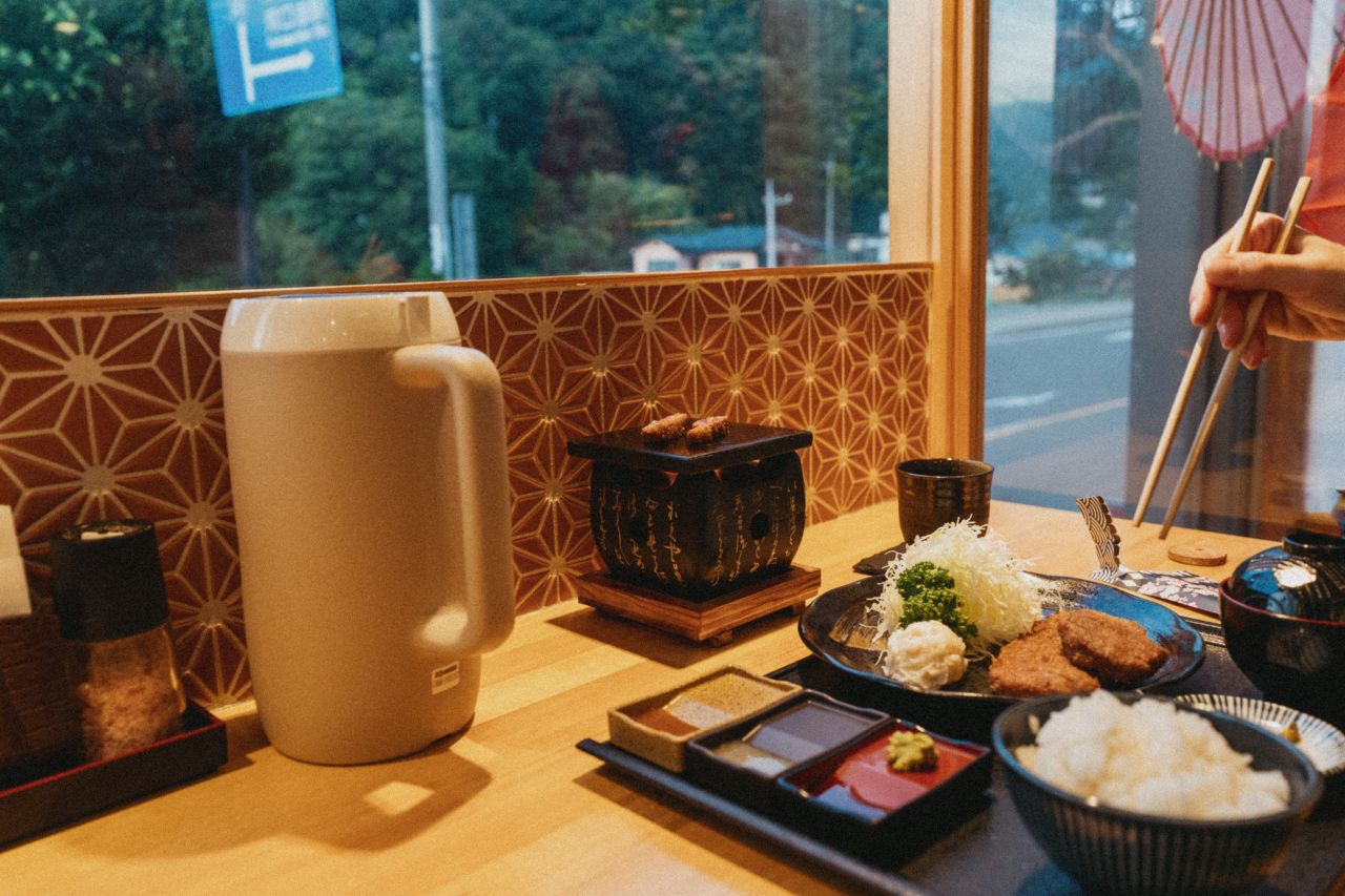 Beef cutlet plate at Restaurant Koushuya in Kawaguchiko, Japan.