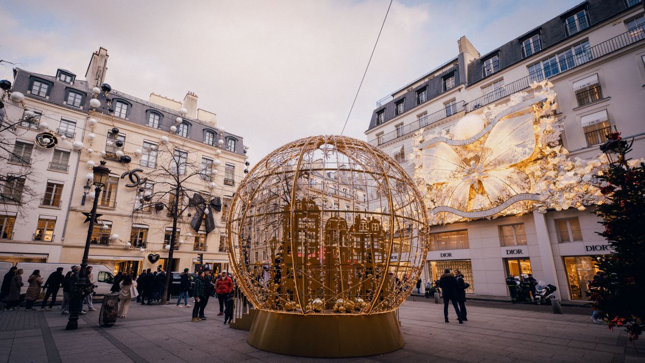 Christmas decorations at Place de la Madeleine, Paris.