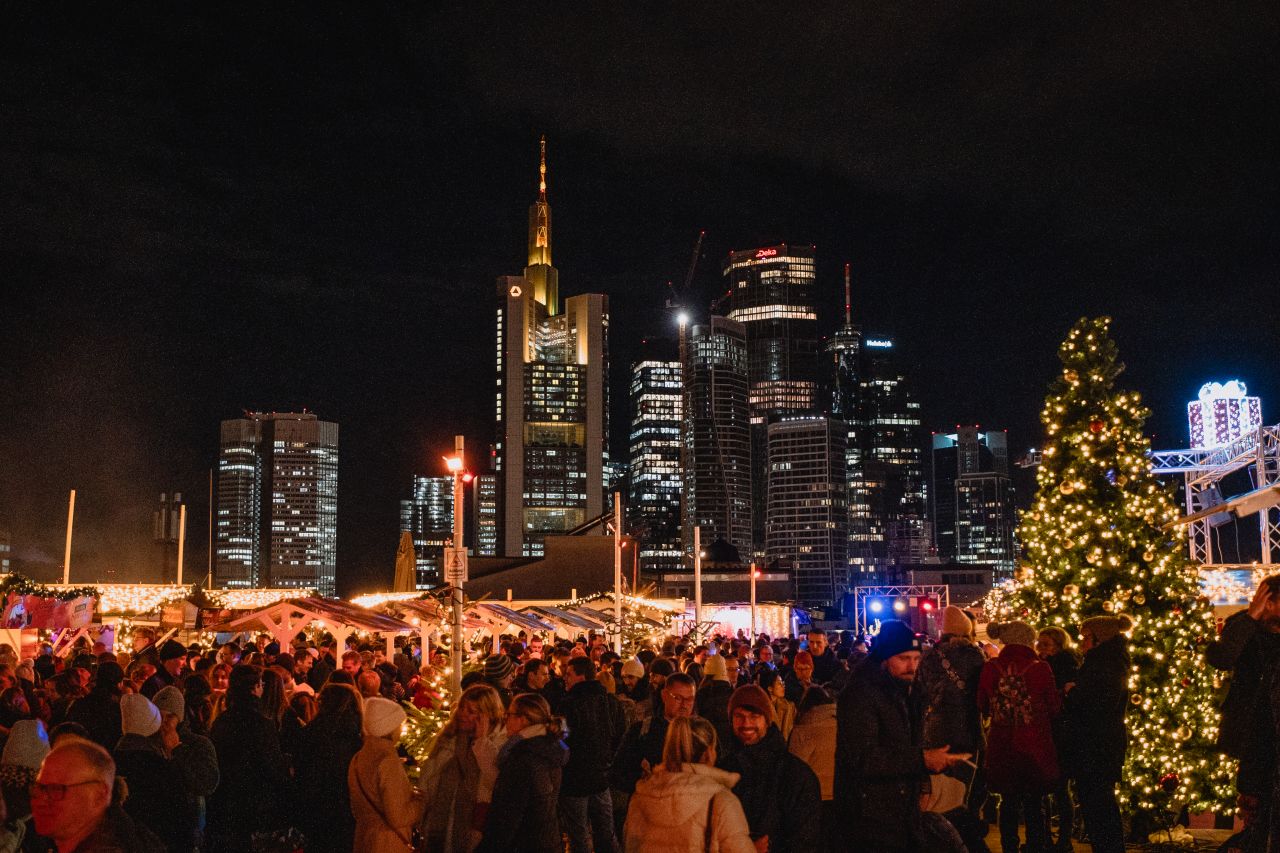 Cityalm Christmas market in Frankfurt.