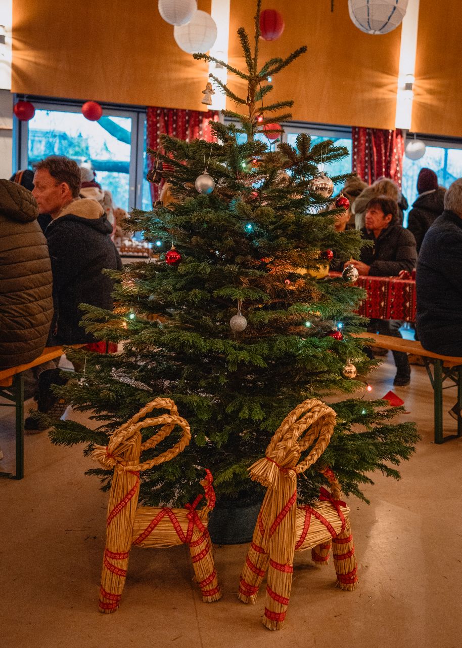 Christmas tree at Finnish Christmas market in Frankfurt.