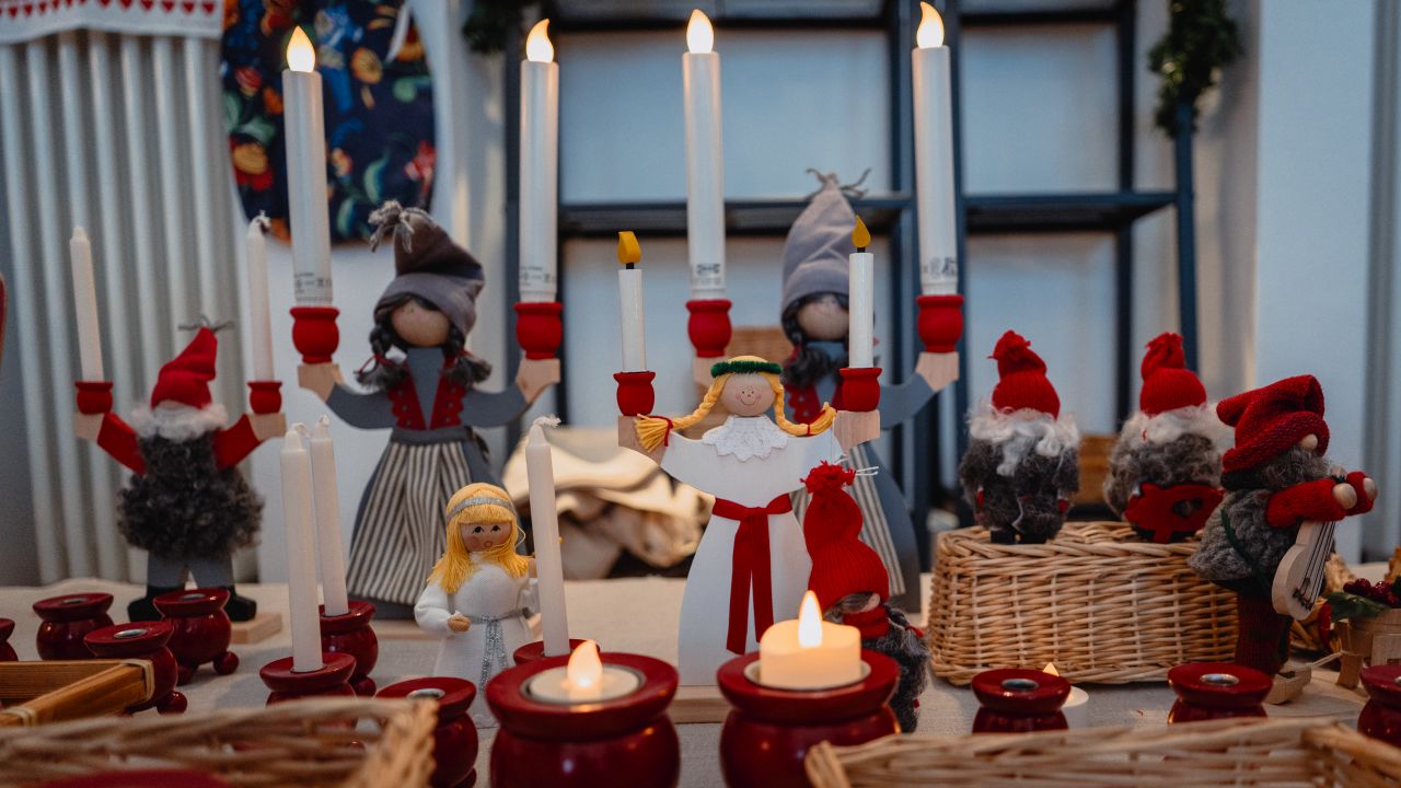 Decorations at Swedish Christmas market in Frankfurt.